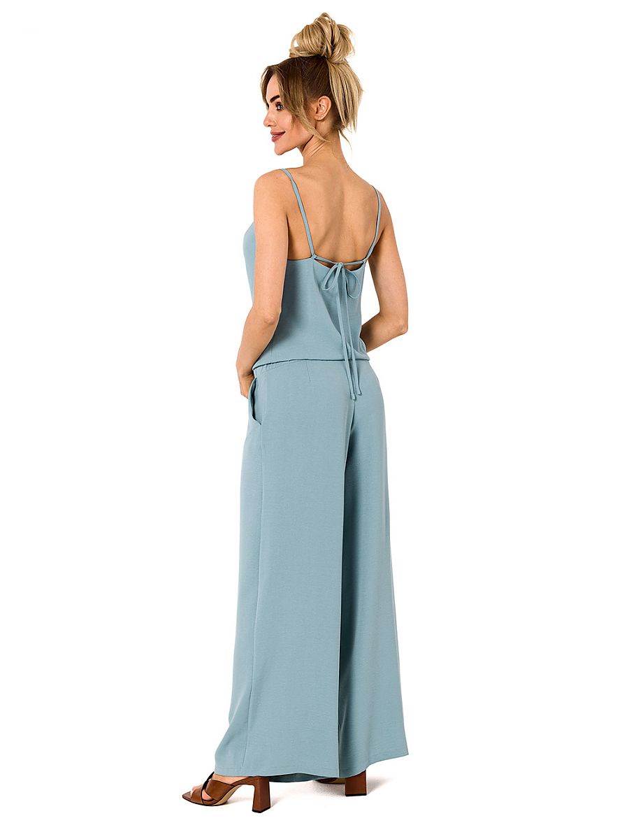 Janna Grijsblauwe Jumpsuit met Drapé-hals | Sera & Zena