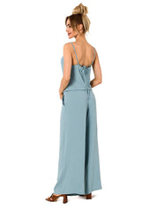 Janna Grijsblauwe Jumpsuit met Drapé-hals | Sera & Zena