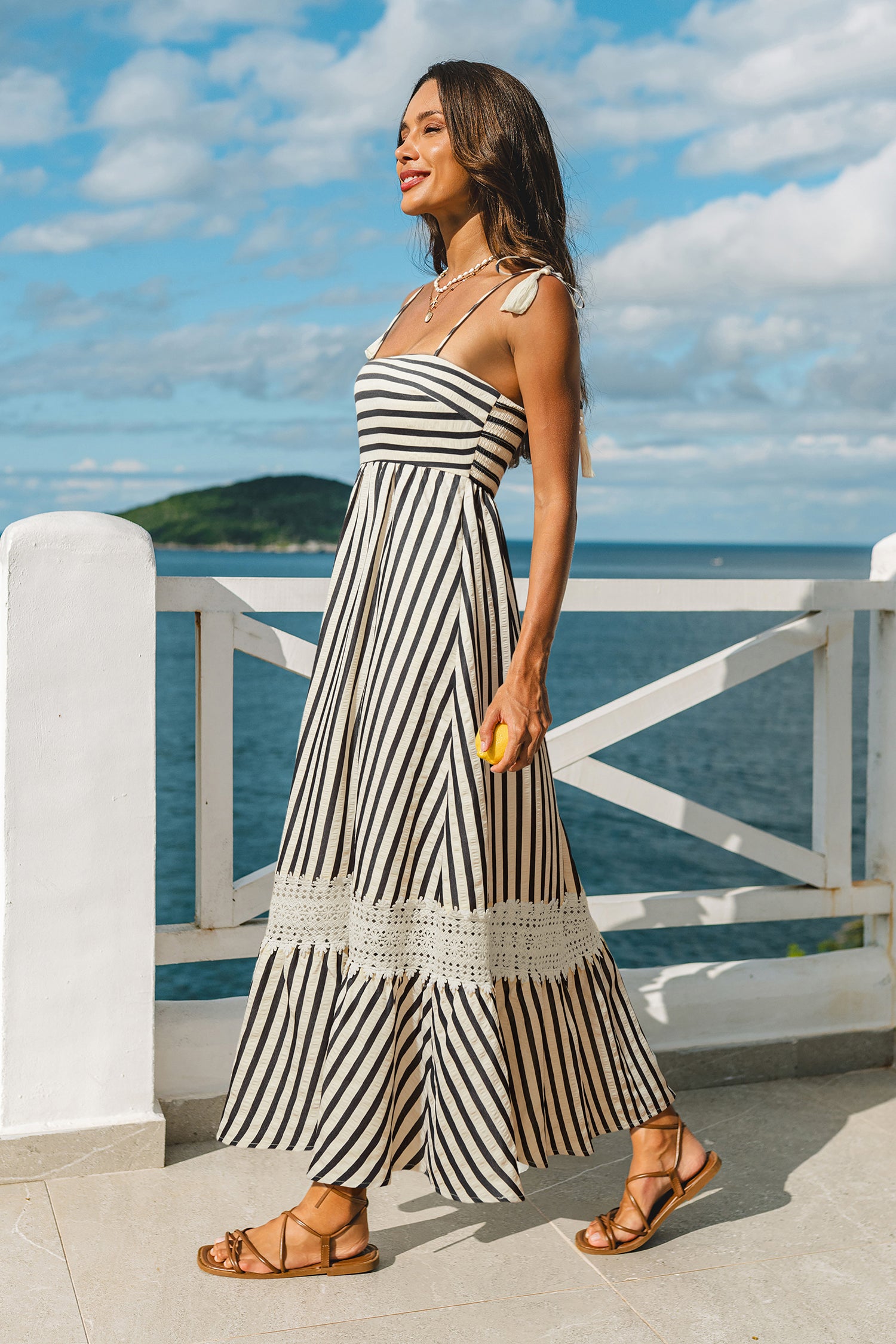 Champagne Dreams Gestreepte Maxi Jurk