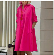 dames-a-lijn-blousejurk-met-polokraag-en-zakken
