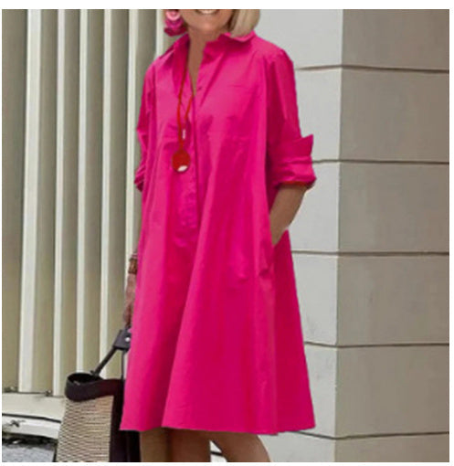 dames-a-lijn-blousejurk-met-polokraag-en-zakken
