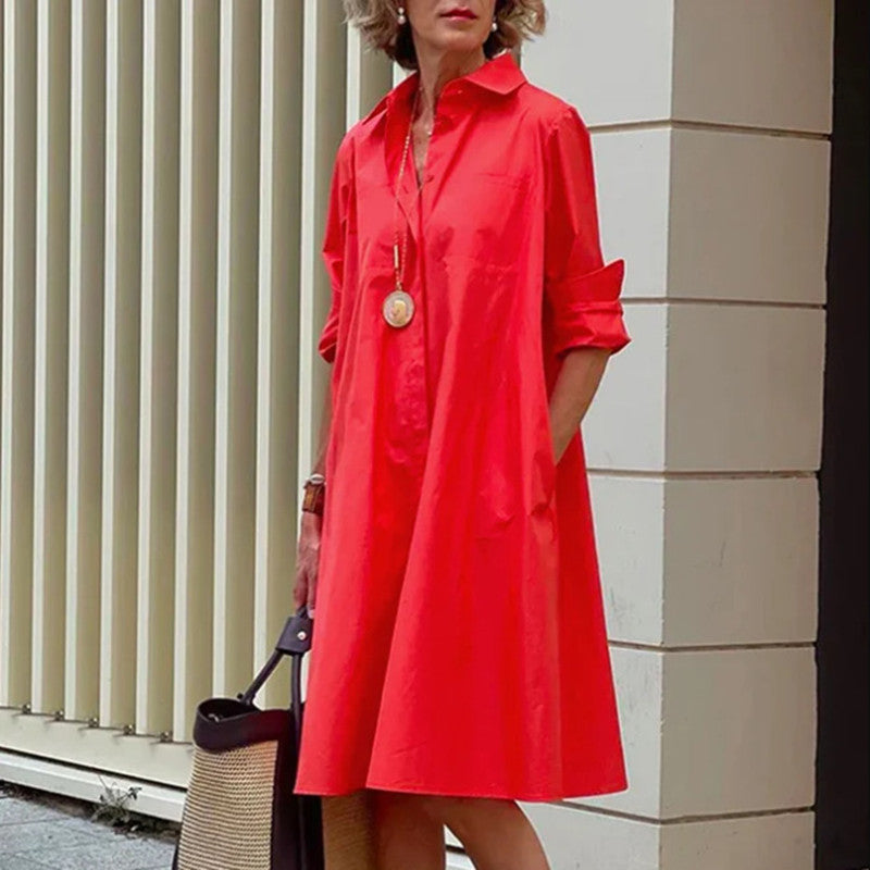 dames-a-lijn-blousejurk-met-polokraag-en-zakken