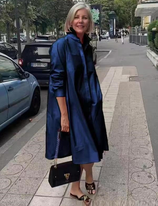 dames-a-lijn-blousejurk-met-polokraag-en-zakken