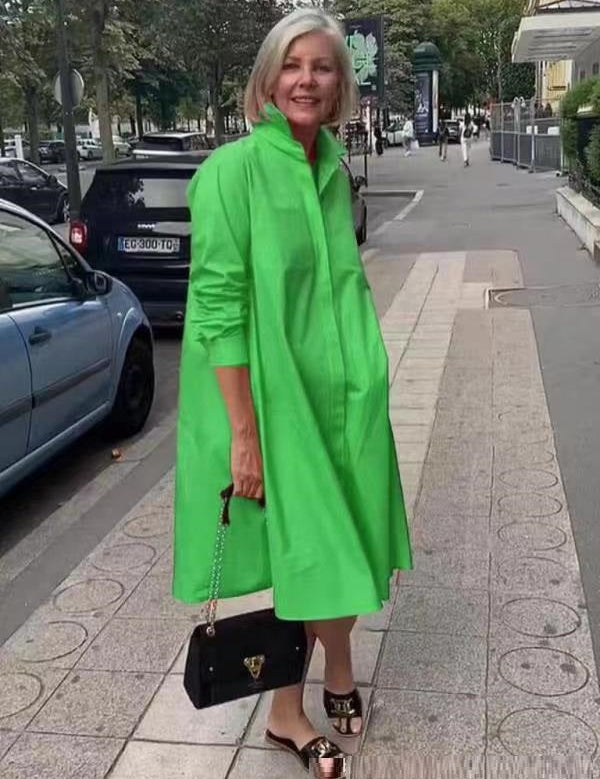 dames-a-lijn-blousejurk-met-polokraag-en-zakken