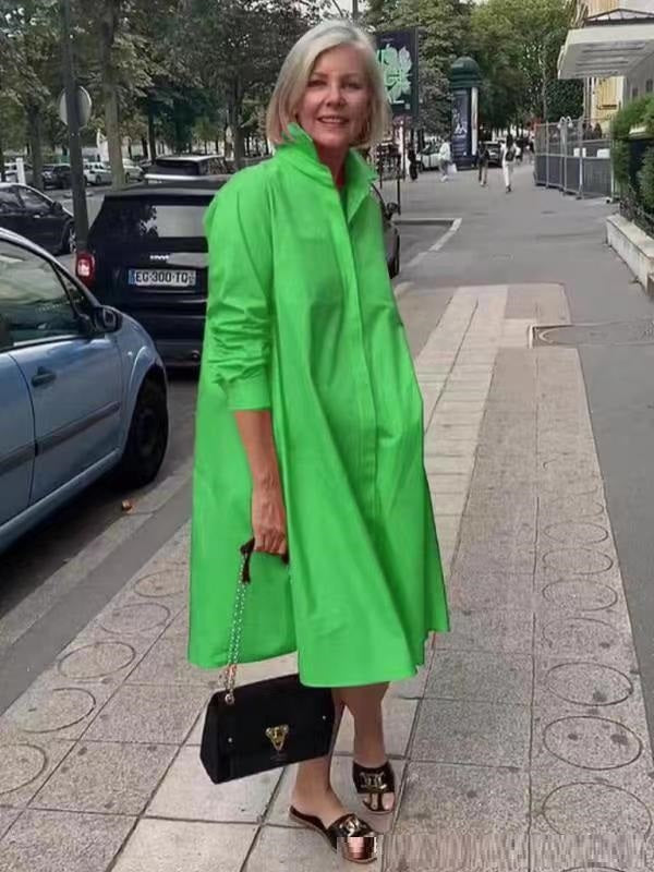 dames-a-lijn-blousejurk-met-polokraag-en-zakken