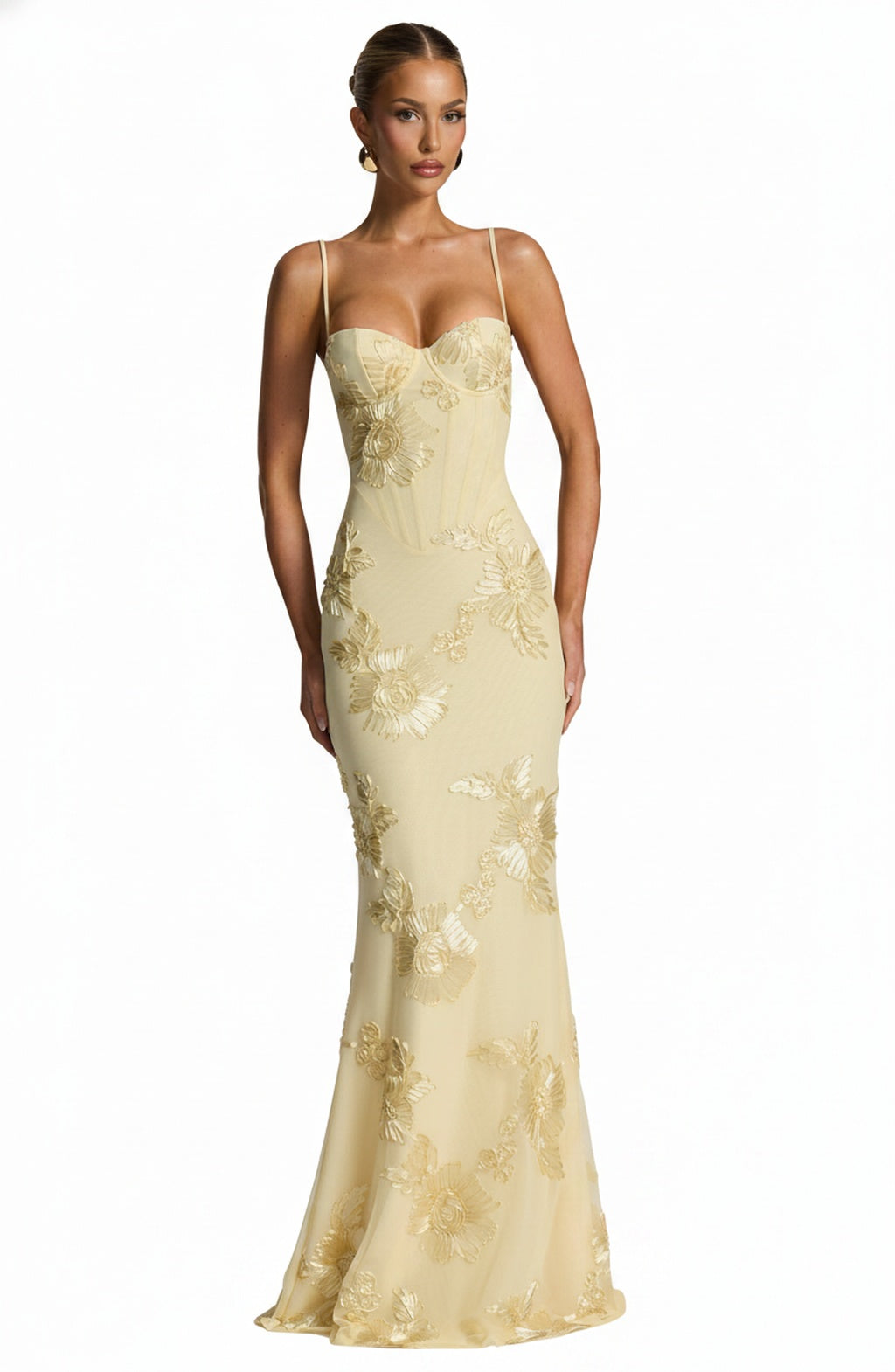 Dames Avondjurk Mouwloos met Corset en Bloemenprint in Mermaid Silhouet