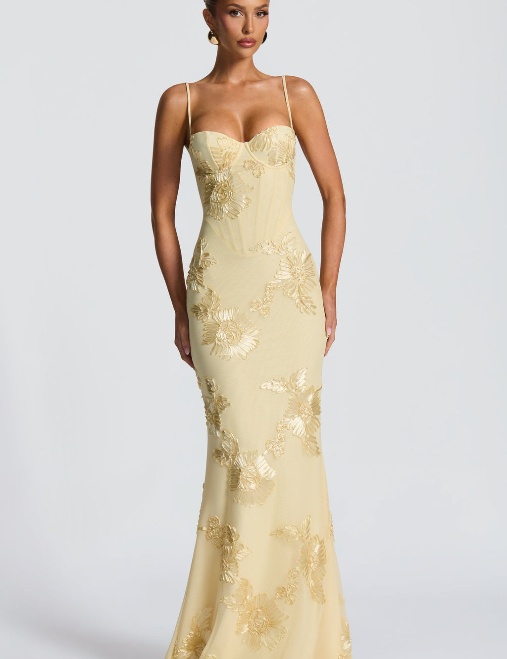 Dames Avondjurk Mouwloos met Corset en Bloemenprint in Mermaid Silhouet