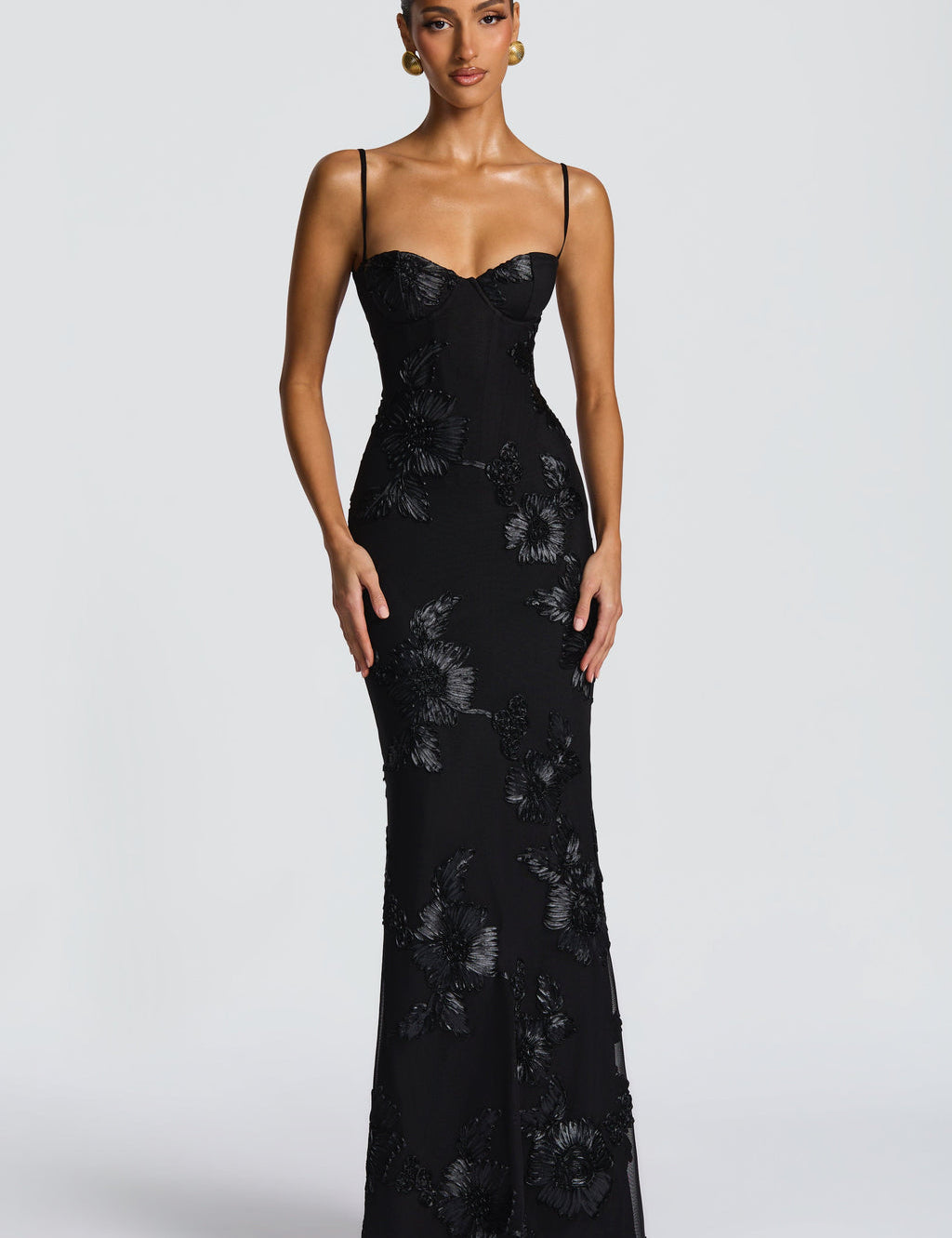 Dames Avondjurk Mouwloos met Corset en Bloemenprint in Mermaid Silhouet