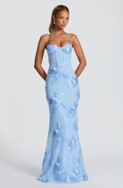 Dames Avondjurk Mouwloos met Corset en Bloemenprint in Mermaid Silhouet