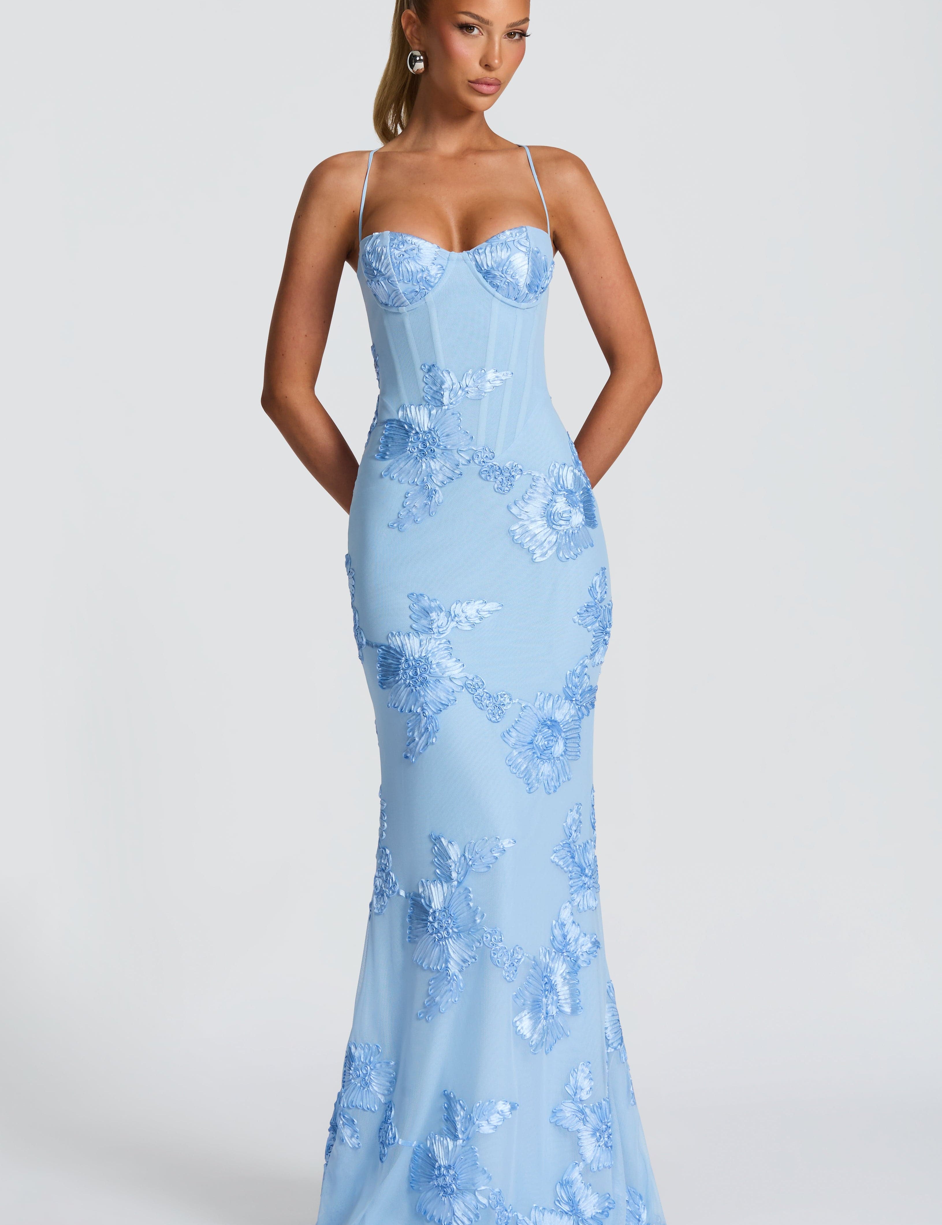 Dames Avondjurk Mouwloos met Corset en Bloemenprint in Mermaid Silhouet