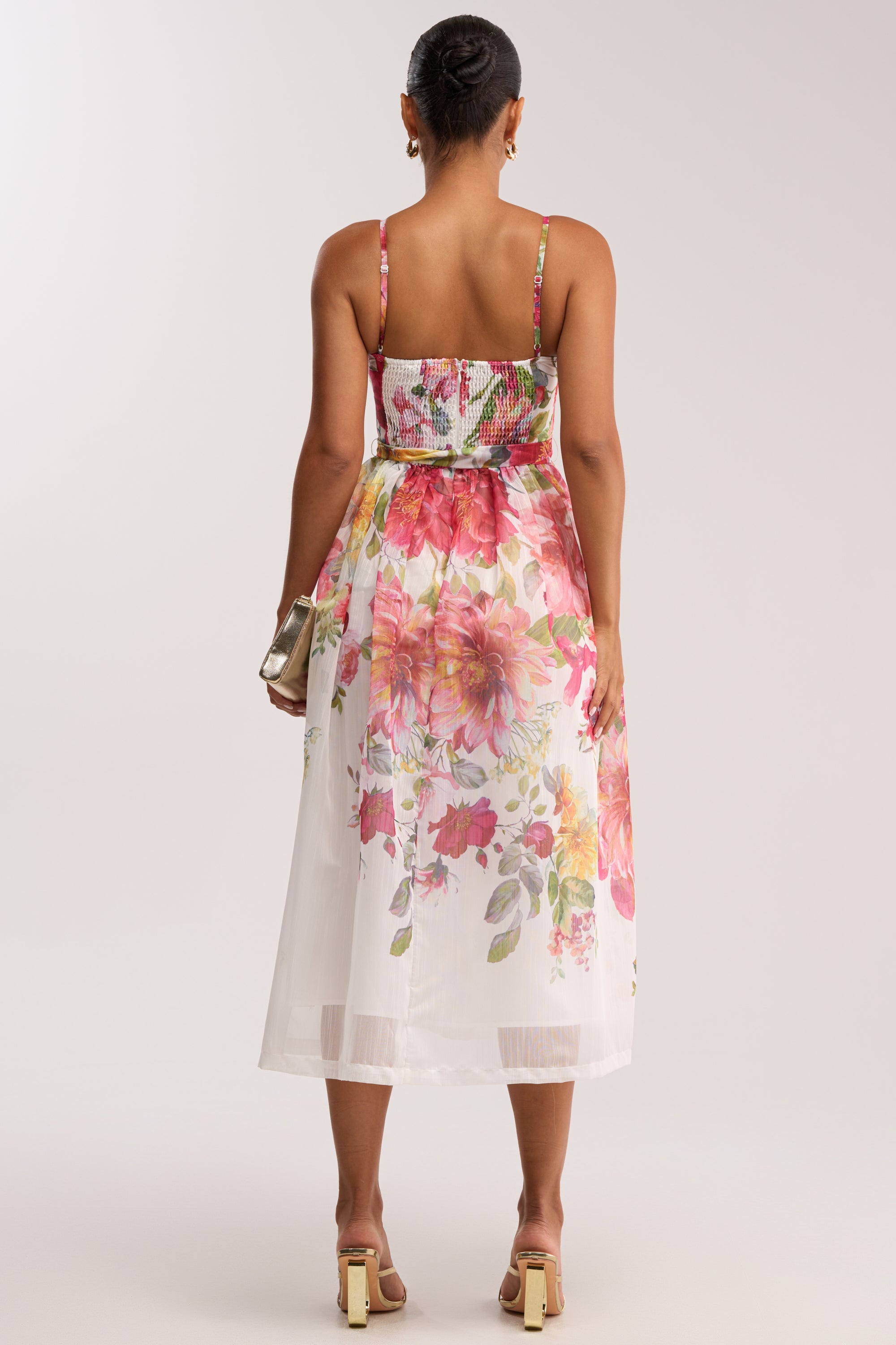 Chiffon Midi Jurk Floral Garden Party Look