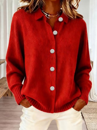 Effen Cardigan met Lange Mouwen – Comfortabele Casual Vest