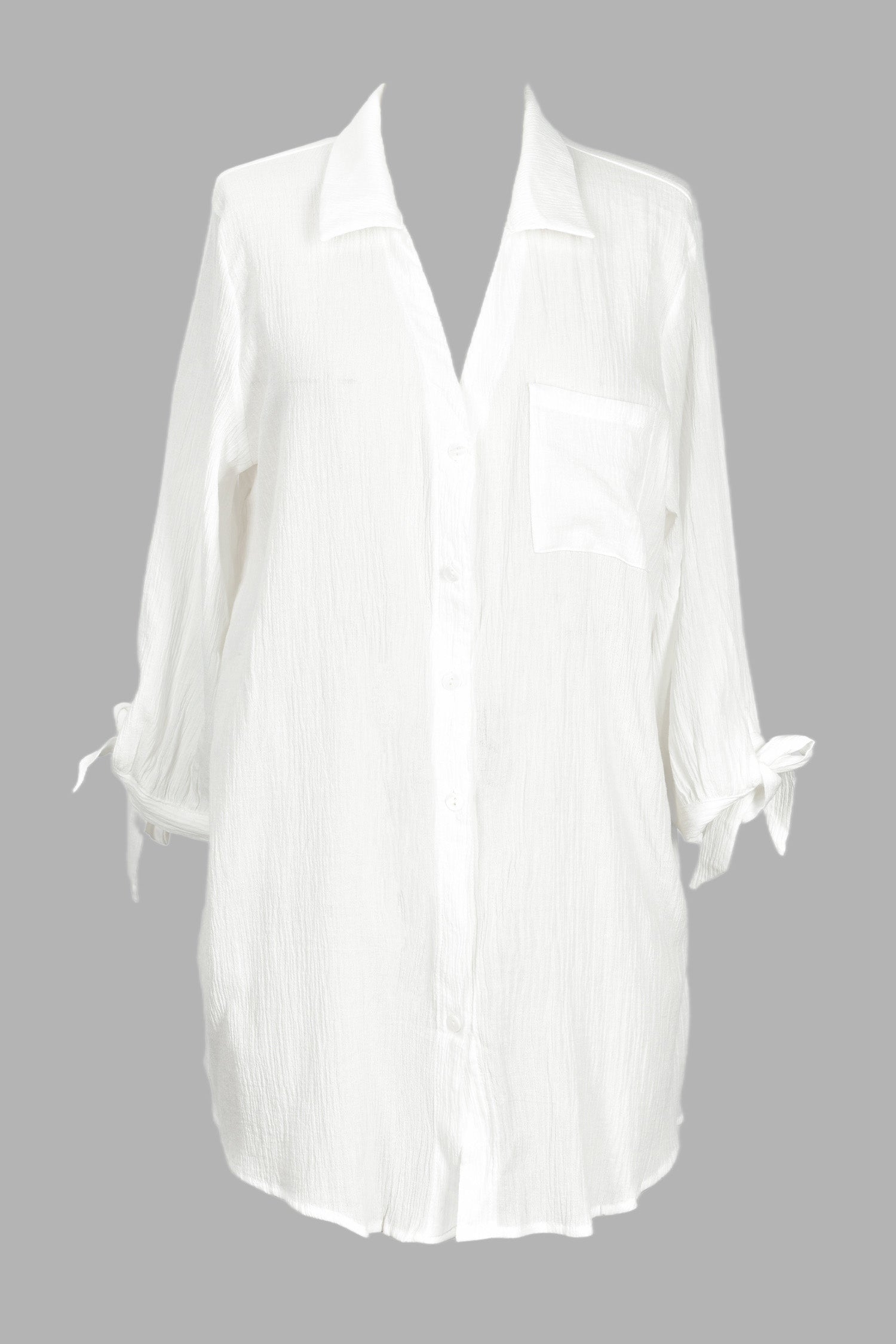 Seersucker Strikmanchet Cover-Up Jurk | Strandmode