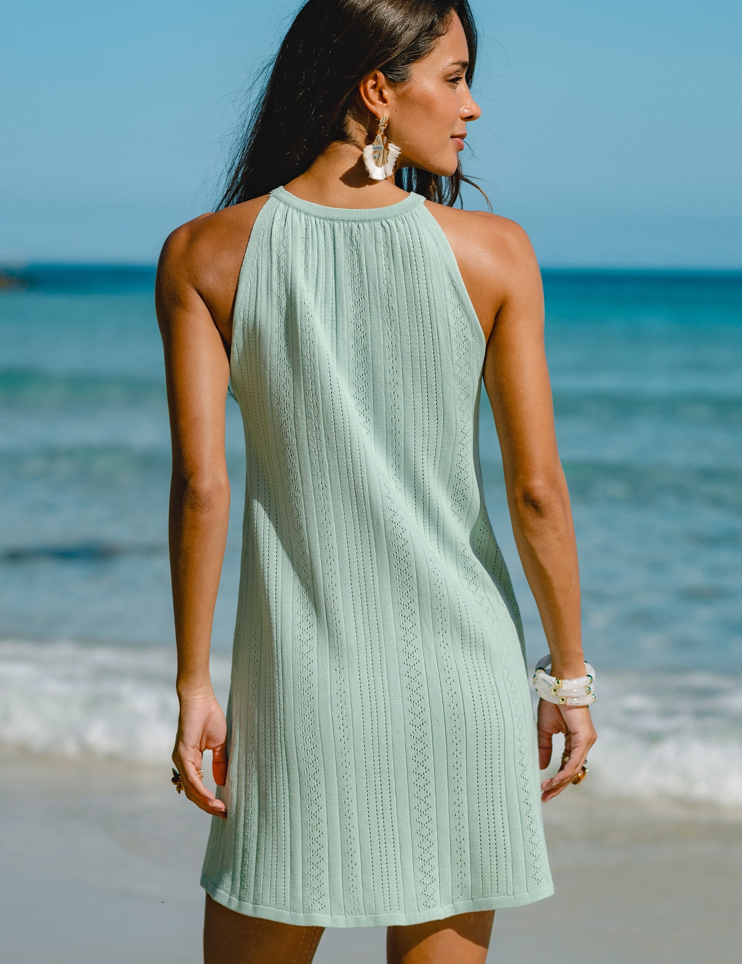 Mintgroene Mini-jurk met Frisse Zomerse Look