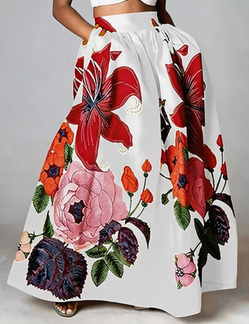 Elegante Bloemenrok met Loshangende Snit