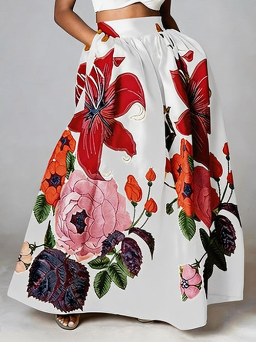 Elegante Bloemenrok met Loshangende Snit