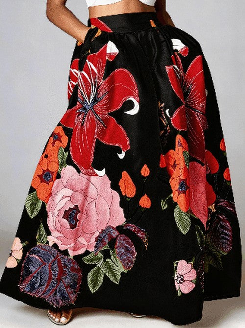 Elegante Bloemenrok met Loshangende Snit
