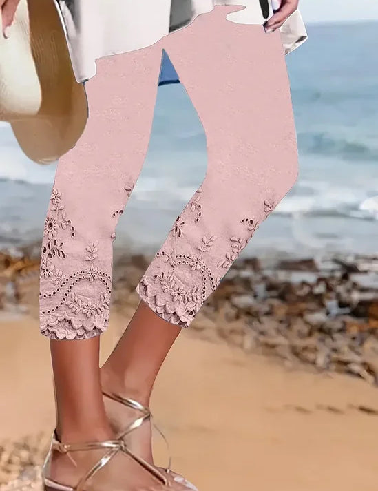 Bloemen Capribroek met Elastische Taille - Zomers Comfort