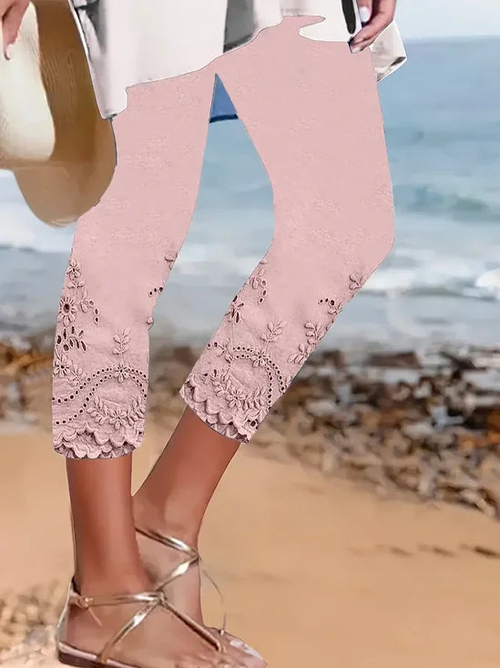 Bloemen Capribroek met Elastische Taille - Zomers Comfort