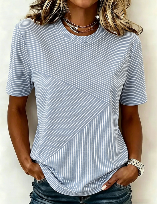 Gestreept Katoenen T-Shirt Regular Fit Casual