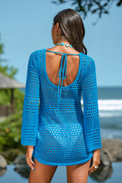 Blauwe Cover-Up Minijurk | Strandkleding Dames