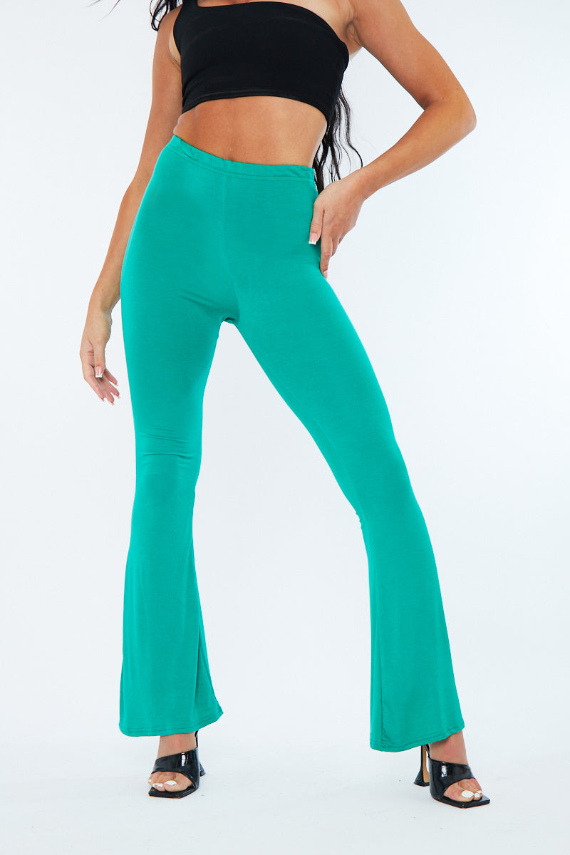 Groene Jersey Flare Broek - Calla