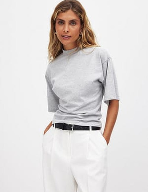 Turtleneck Katoenen T-shirt met Trechterhals voor Dames