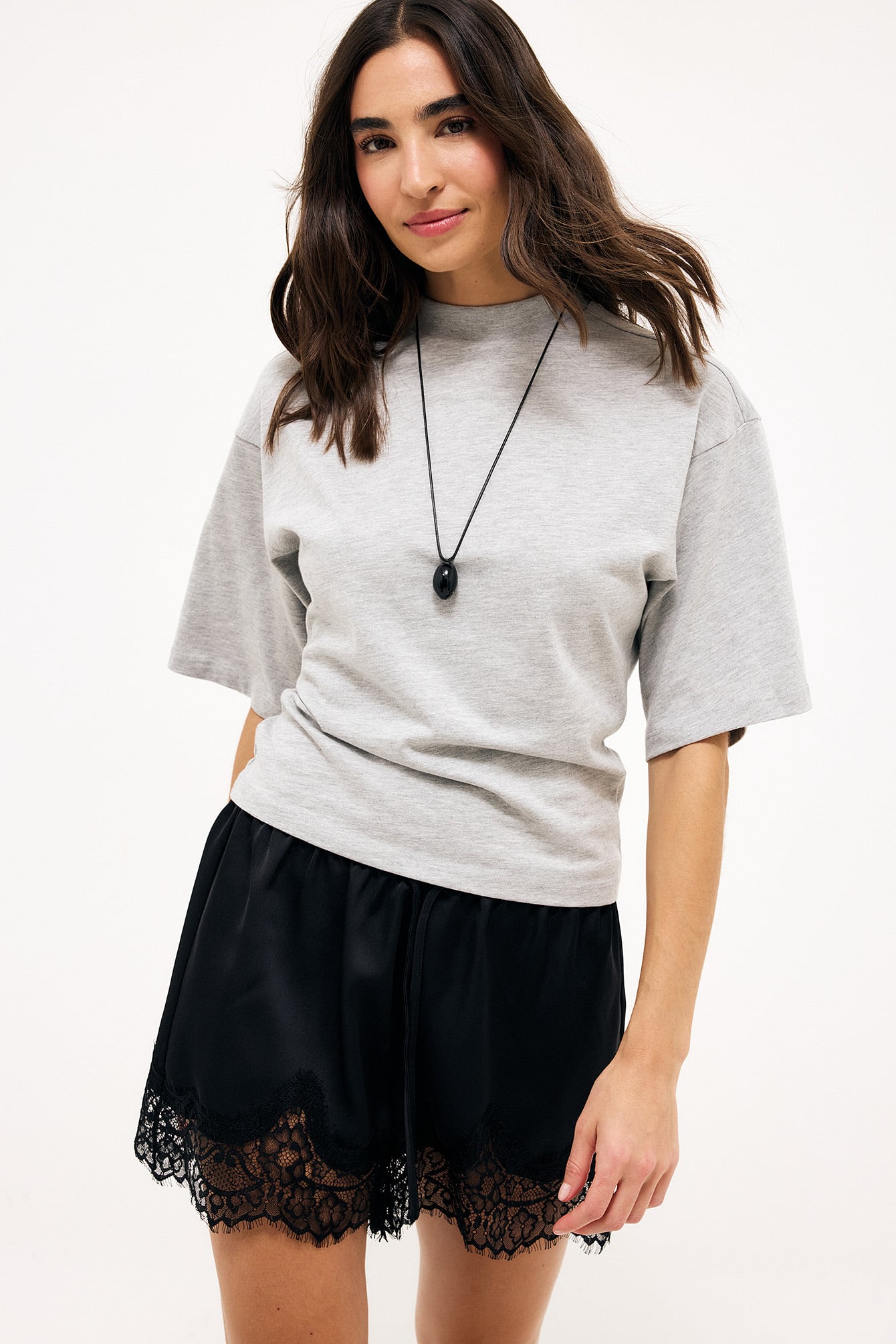 Turtleneck Katoenen T-shirt met Trechterhals voor Dames