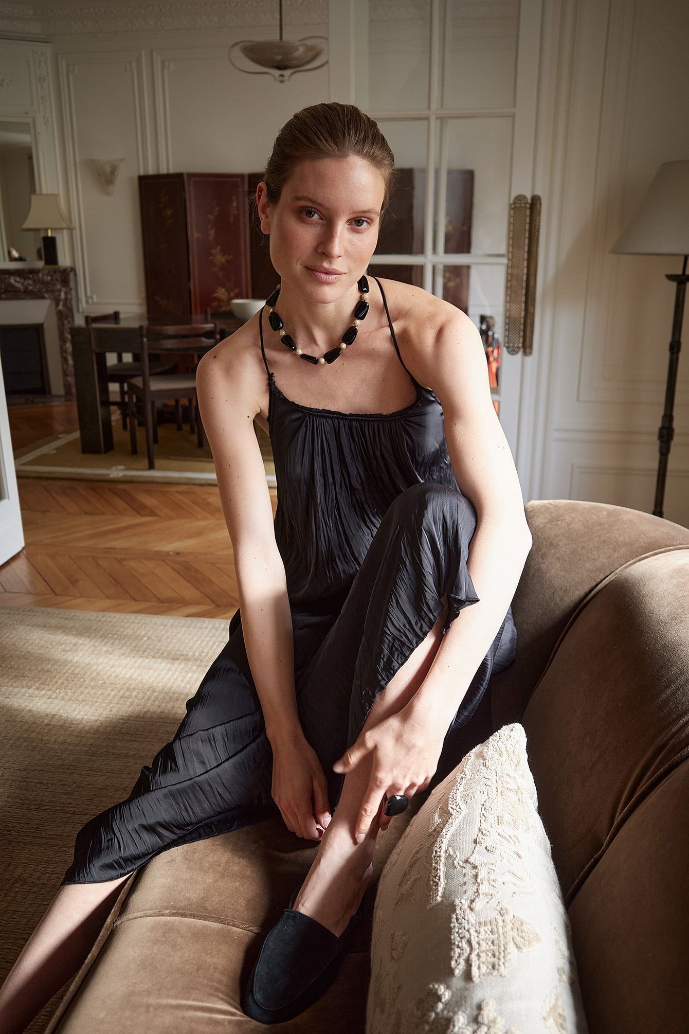 Gathered Volume Strap Jurk - Elegante Zomerook