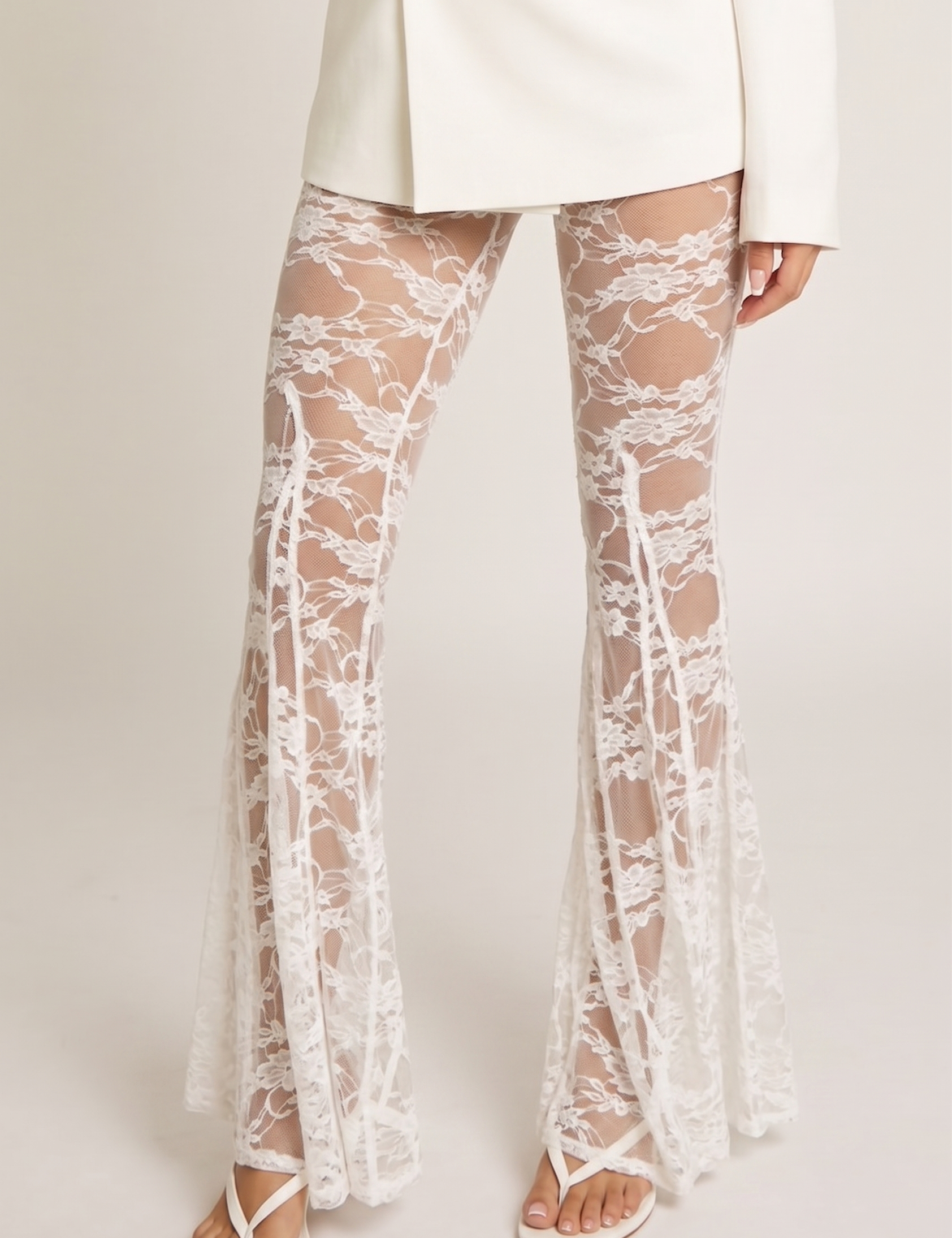 Witte Kanten Flare Broek Samina | Sera & Zena
