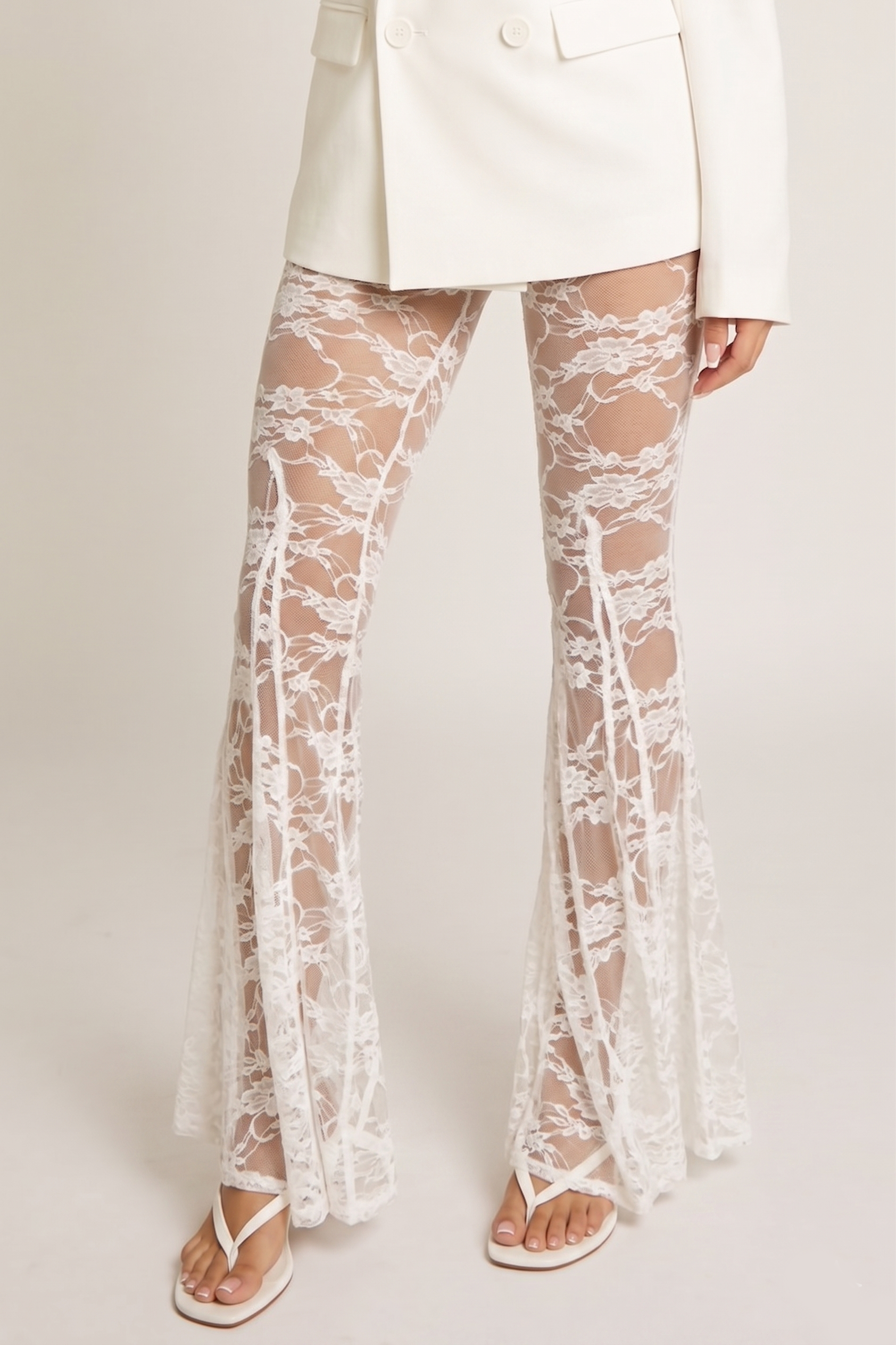 Witte Kanten Flare Broek Samina | Sera & Zena