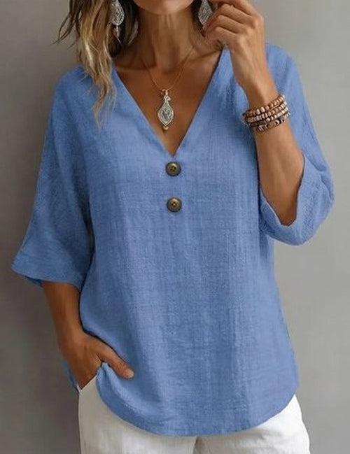 Halfmouw Blouse Losjes Vallend Casual Dames