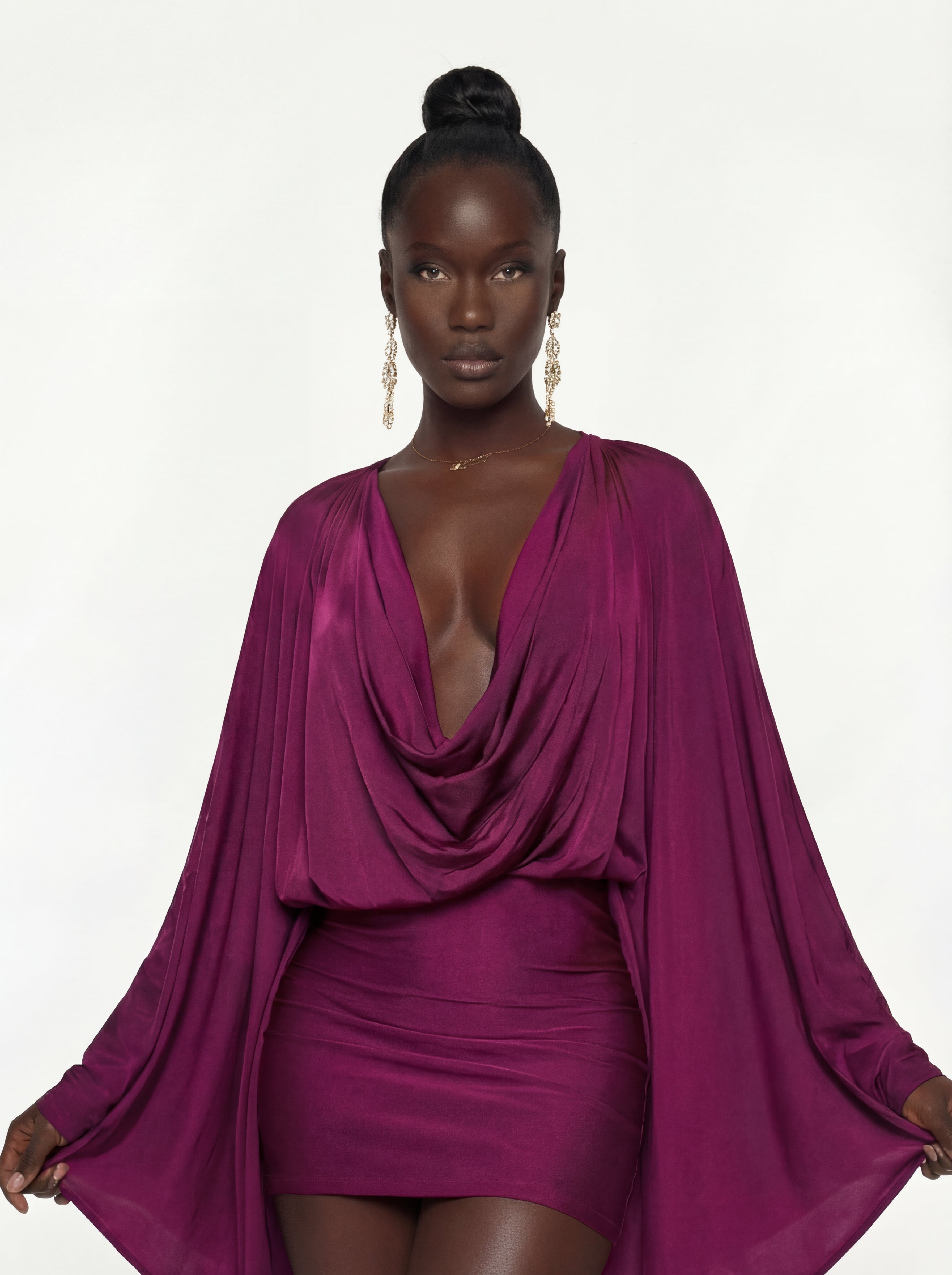 Alvita Jurk in Paars - Eleganté Midi Maxi