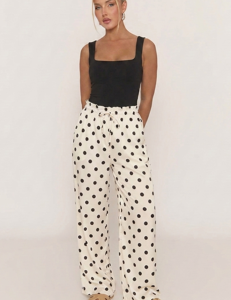 Witte Wijde Broek met Stippenprint Hannah