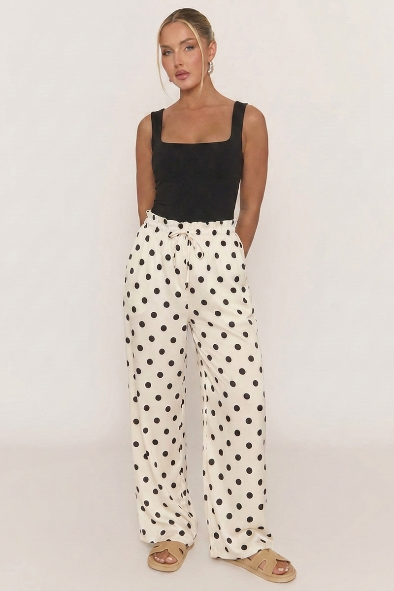 Witte Wijde Broek met Stippenprint Hannah