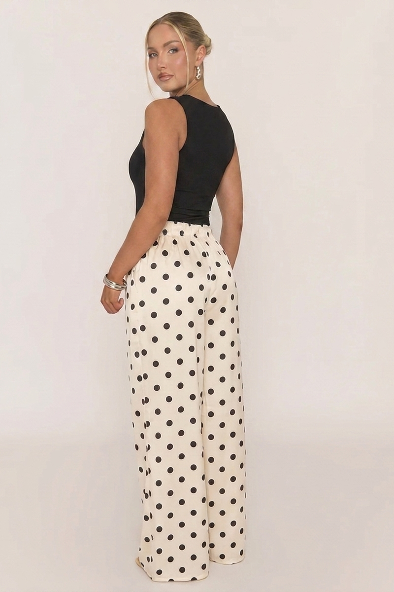 Witte Wijde Broek met Stippenprint Hannah