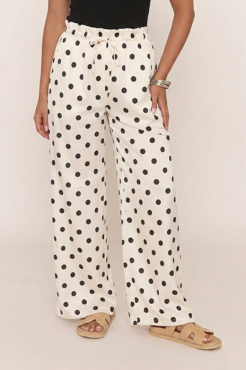 Witte Wijde Broek met Stippenprint Hannah