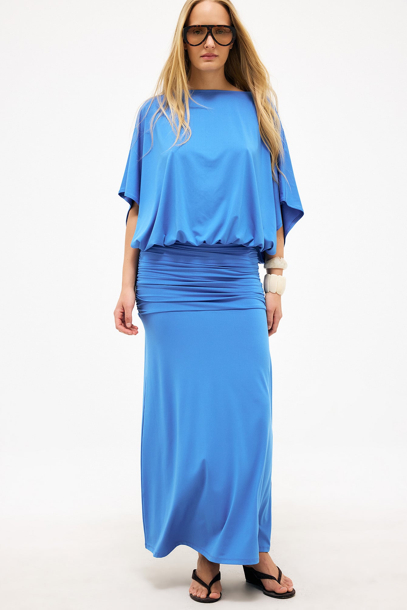 Heuppanel Jersey Maxi Jurk | Figuurvriendelijk