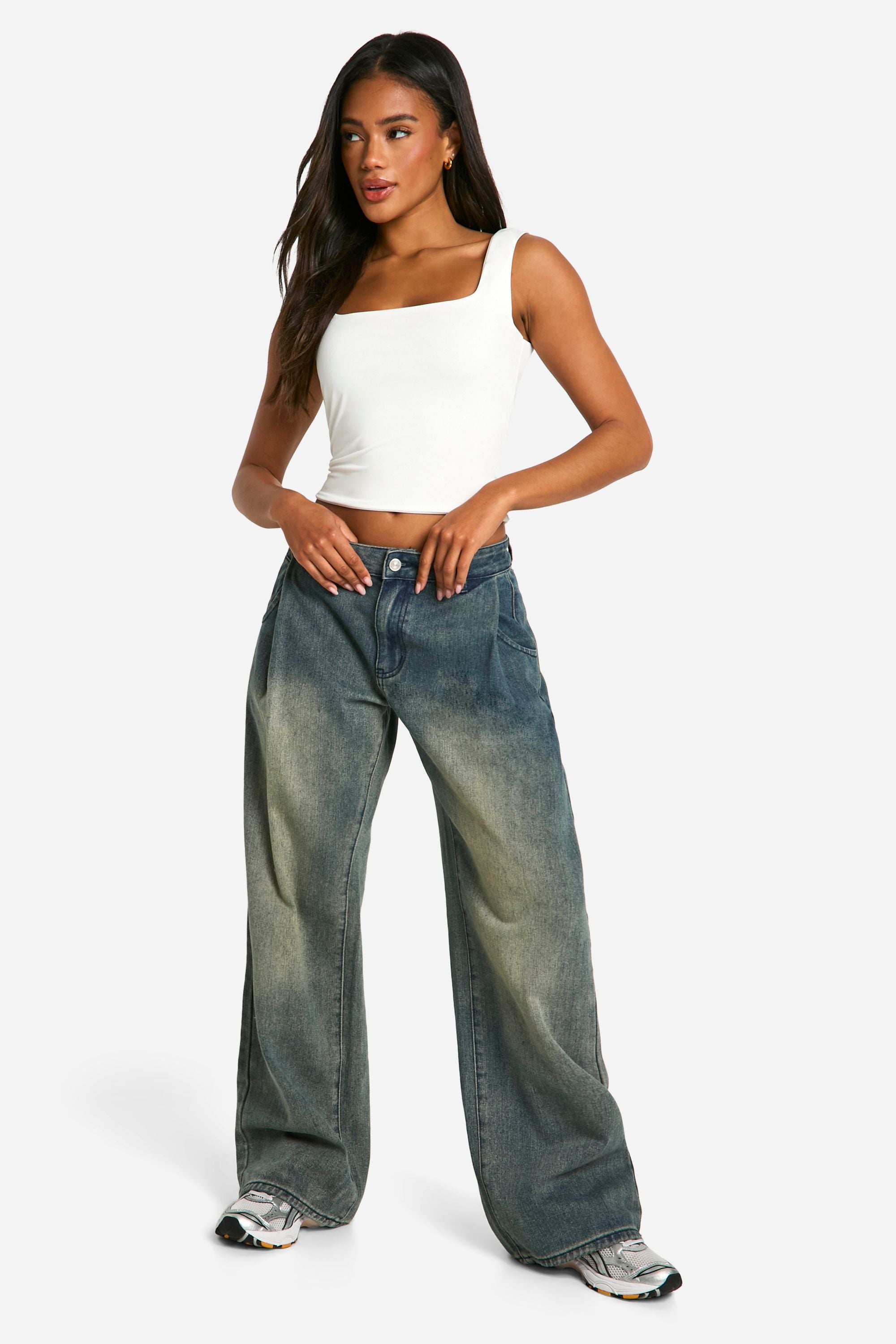 Double Layer Crop Top met Vierkante Hals - Slinky Stretch