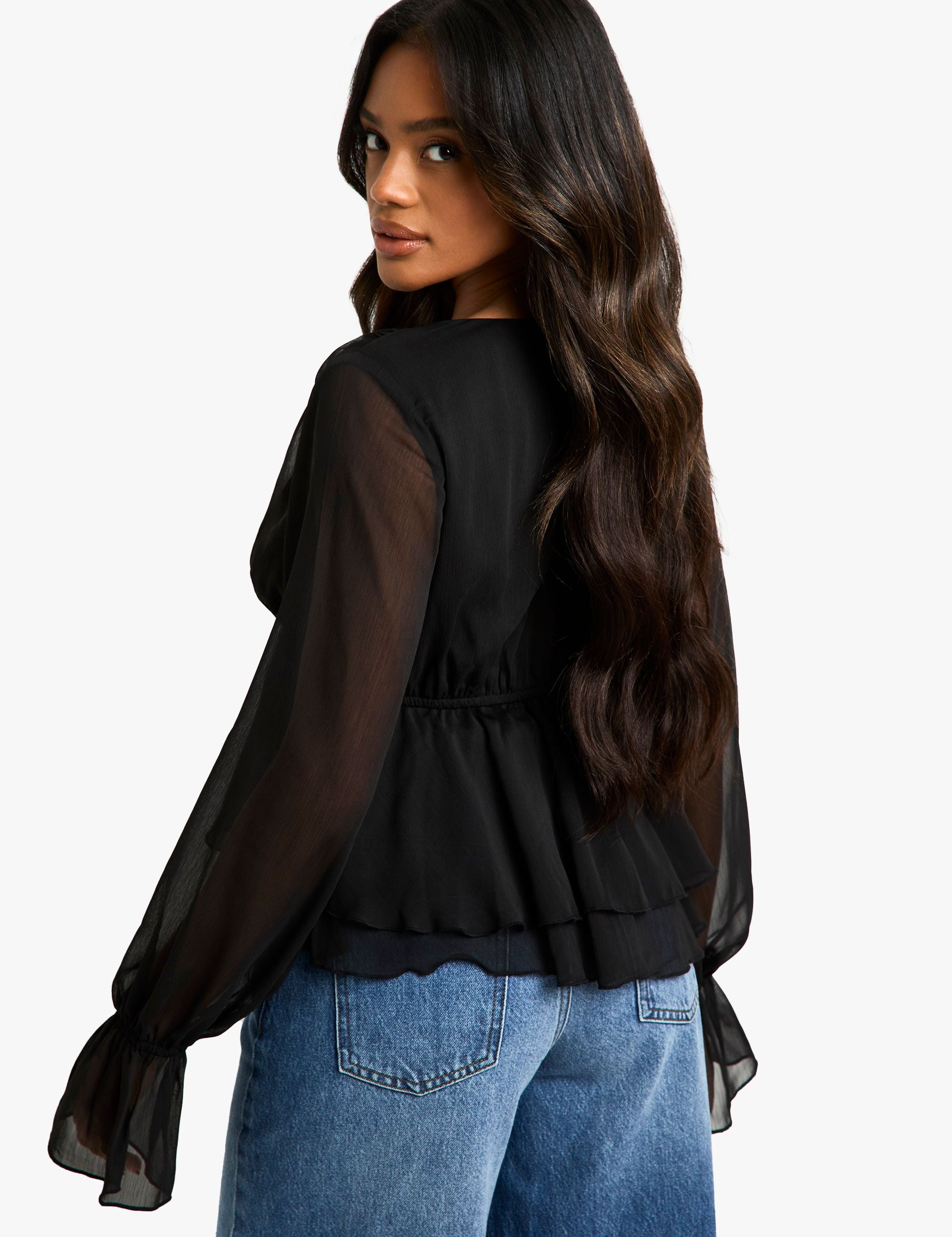 Ruffle Flare Sleeve Blouse – Elegante Volantmouwen