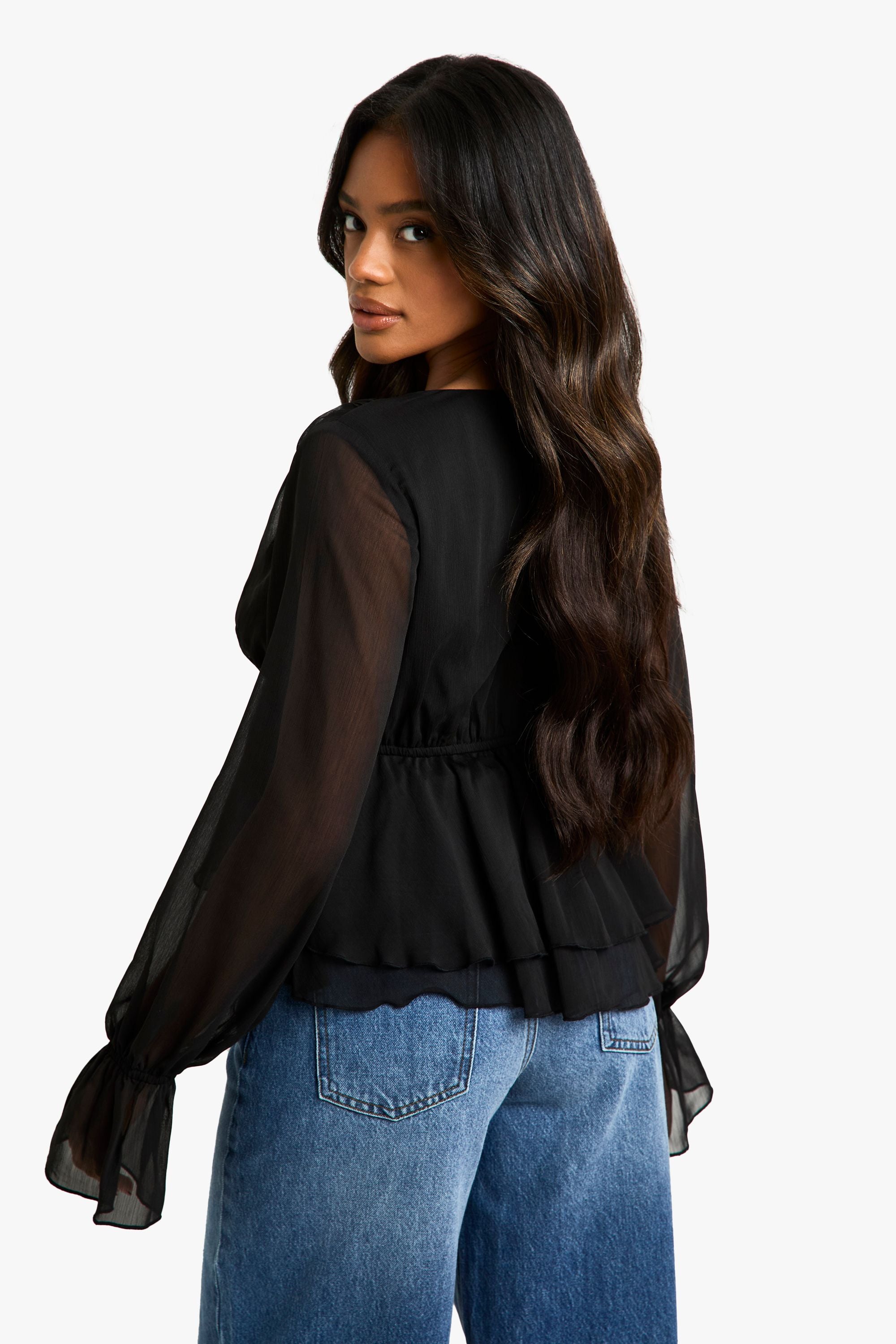 Ruffle Flare Sleeve Blouse – Elegante Volantmouwen