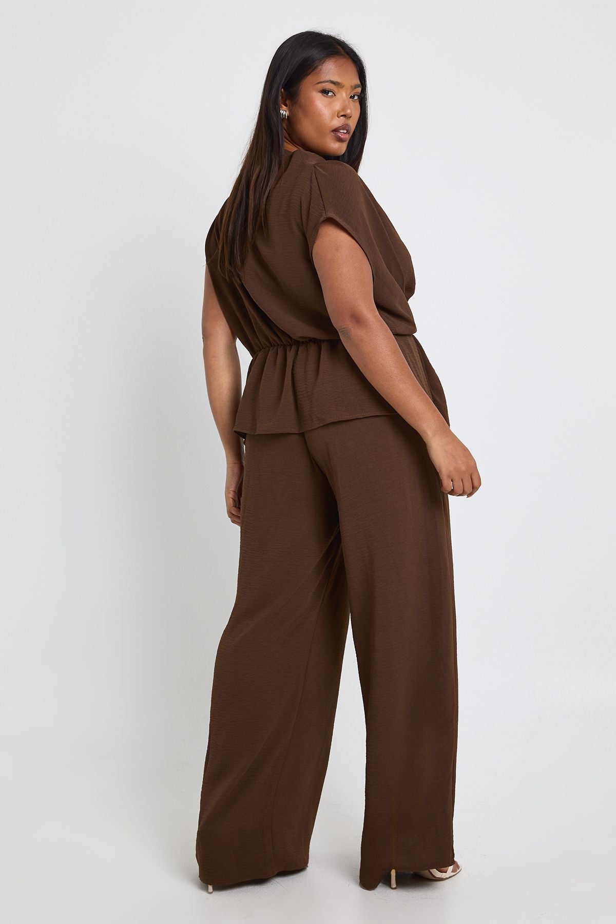 Woven Drape Blouse & Trouser Co-Ord in Plusmaten