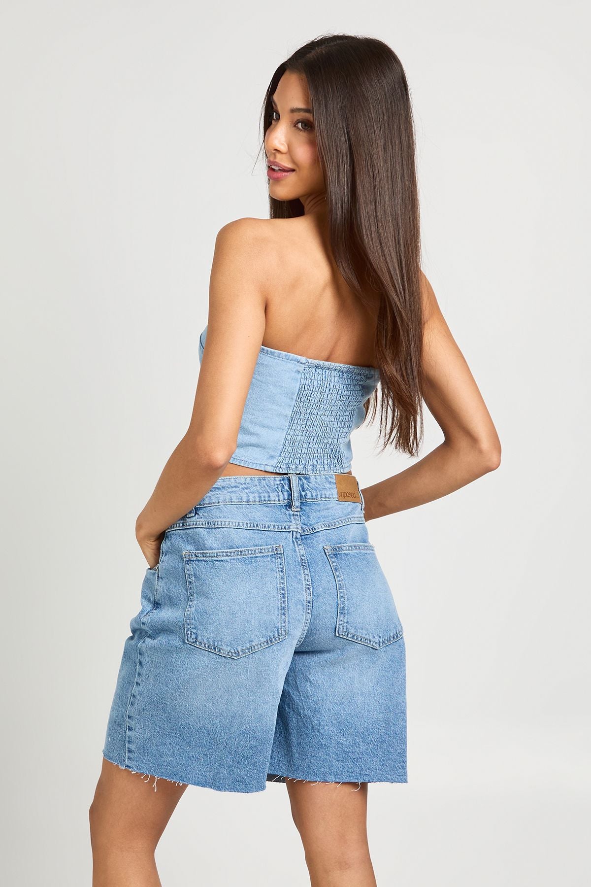 Chambray Bandeau Sjaal Top Dames