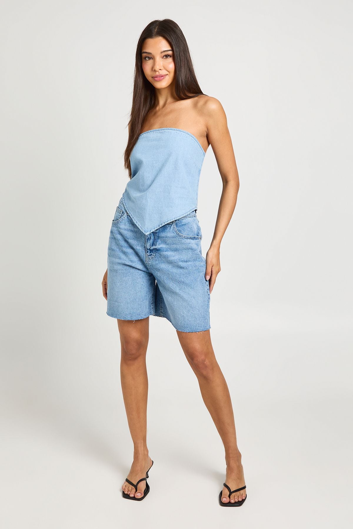 Chambray Bandeau Sjaal Top Dames