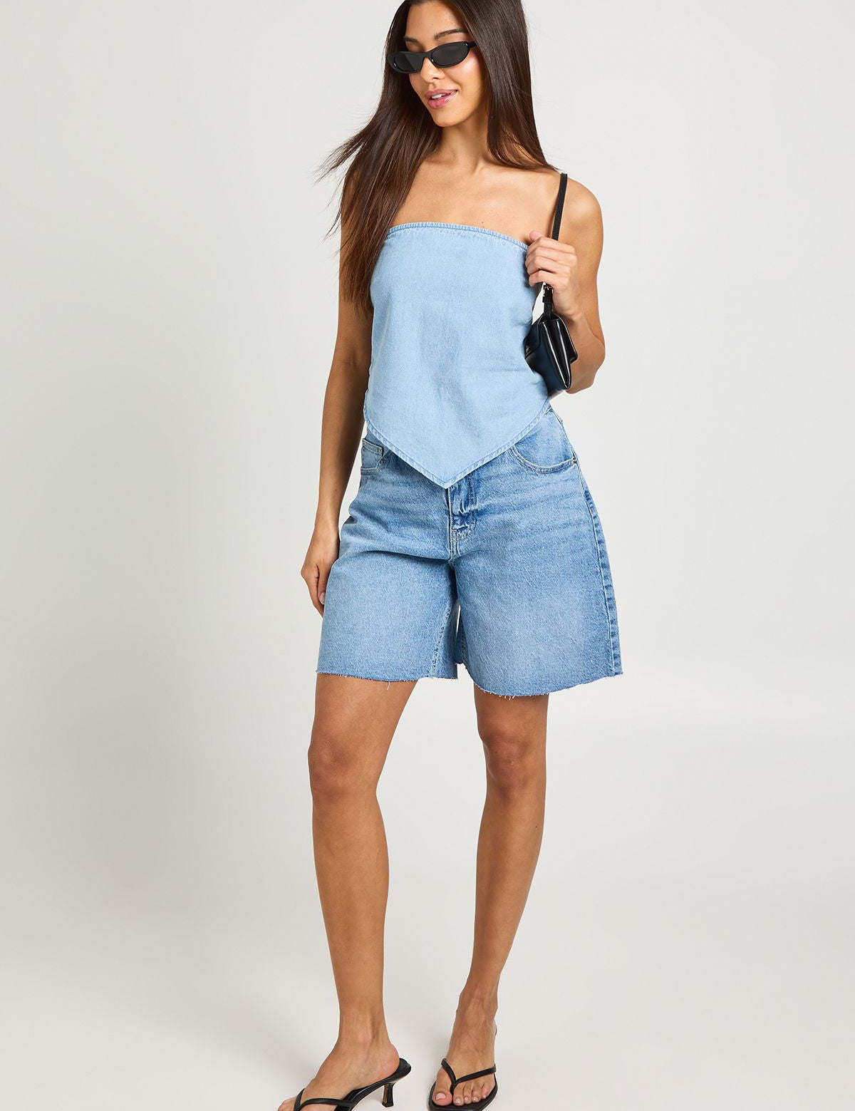 Chambray Bandeau Sjaal Top Dames