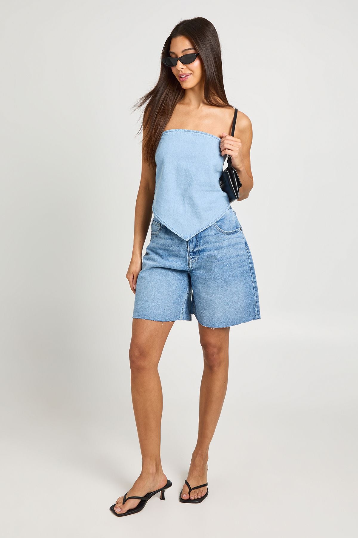 Chambray Bandeau Sjaal Top Dames