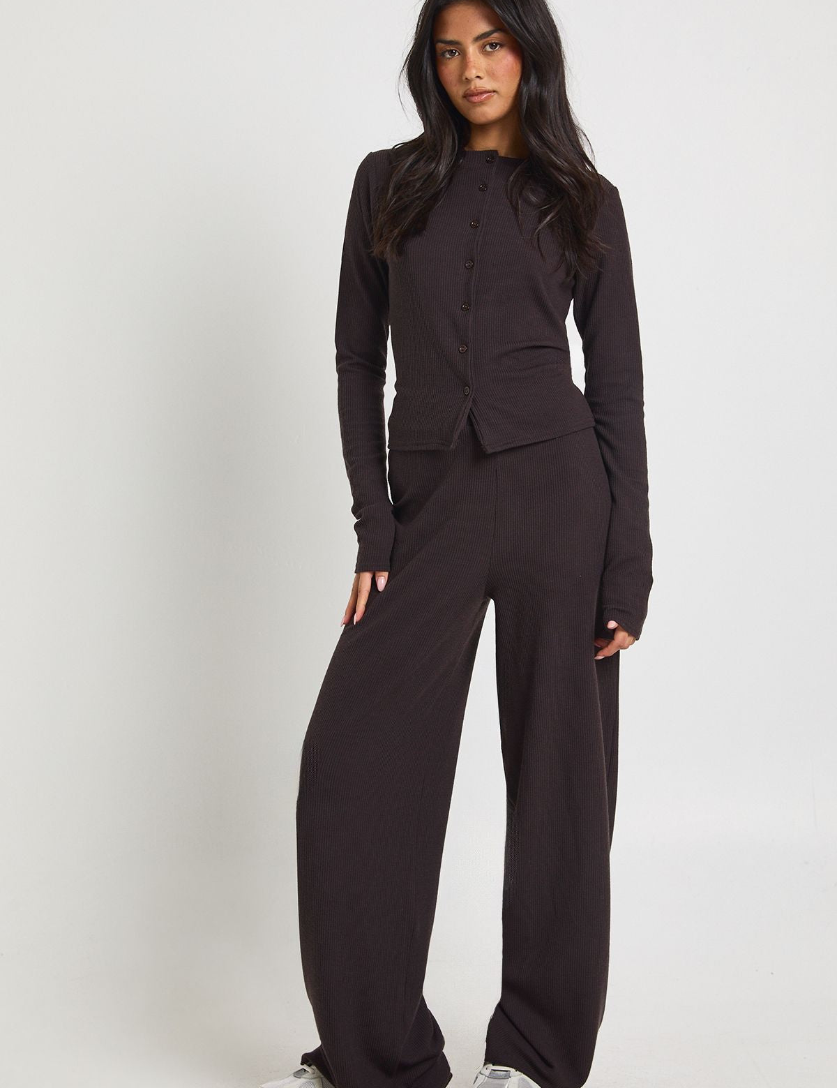 Geribd Knopsets met Lange Mouwen en Wijde Broek