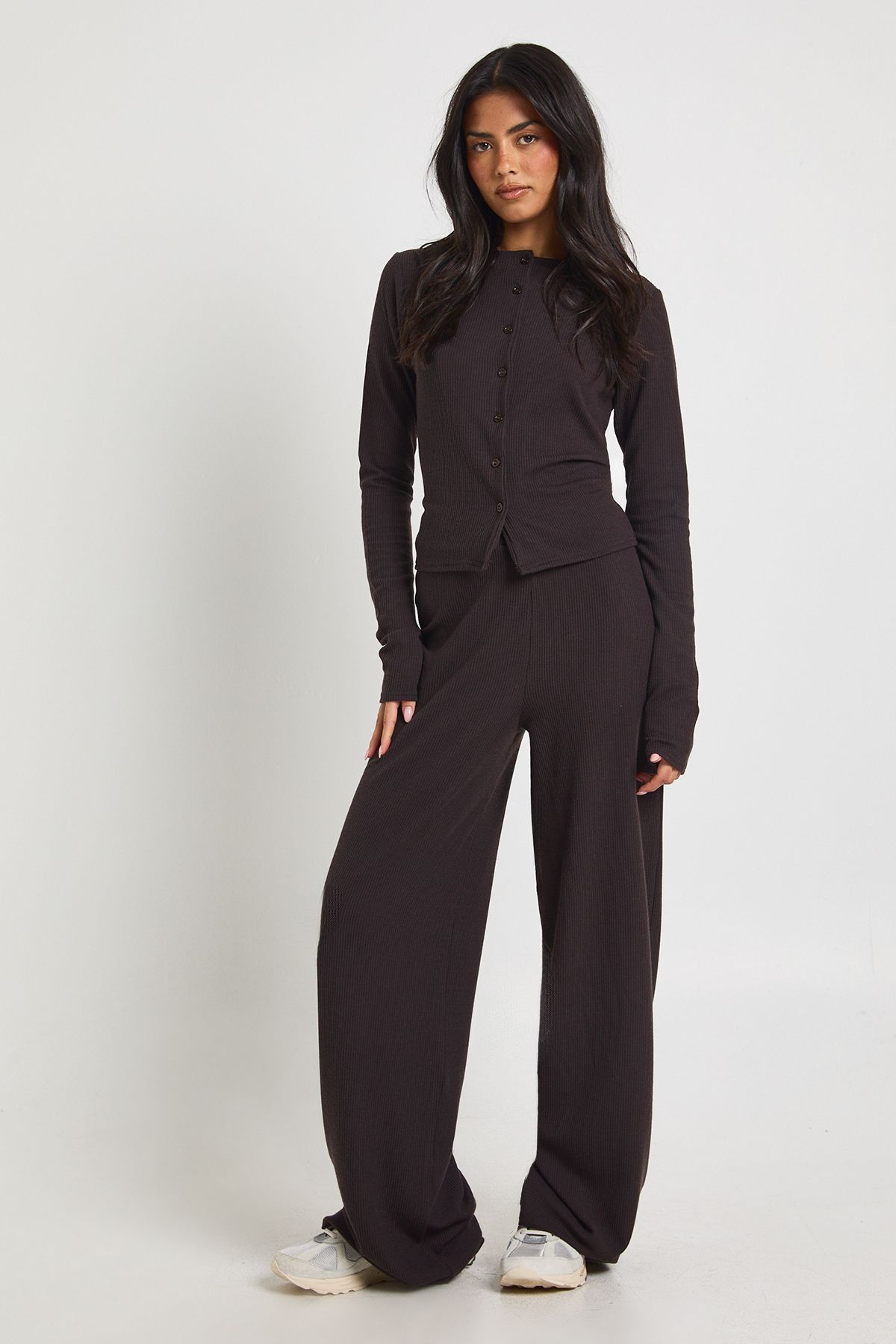 Geribd Knopsets met Lange Mouwen en Wijde Broek
