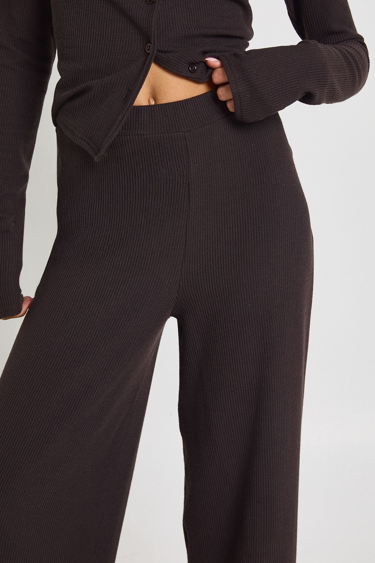 Geribd Knopsets met Lange Mouwen en Wijde Broek