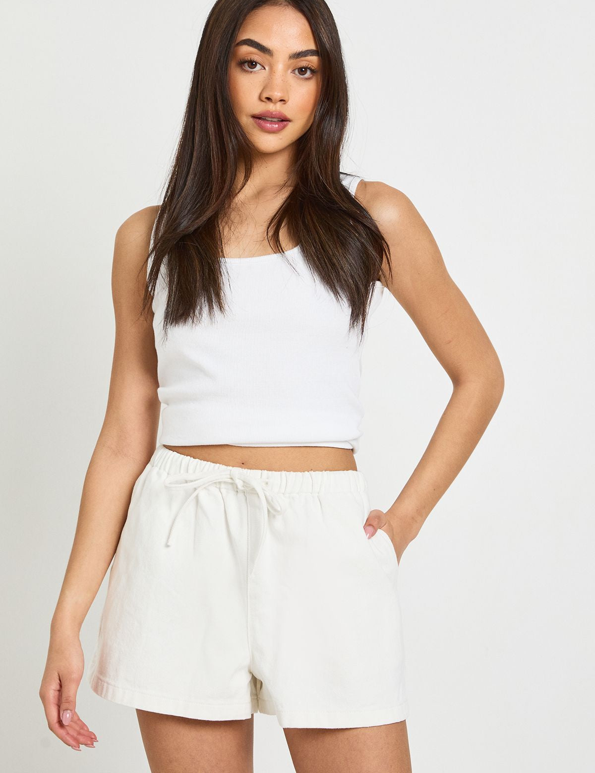Denim Shorts met Elastische Tailleband voor Dames
